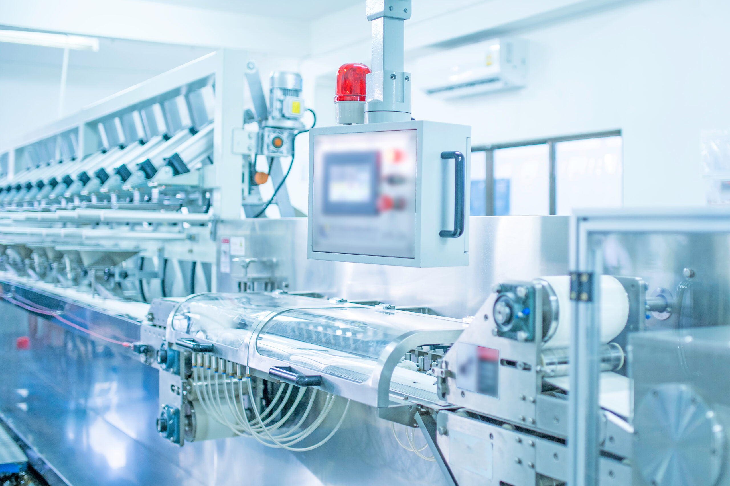 factory, industrial area, automation, technology, Machines for packing products Within the factory, sterile beauty industry in order to maintain maximum cleanliness.shallow focus effect..